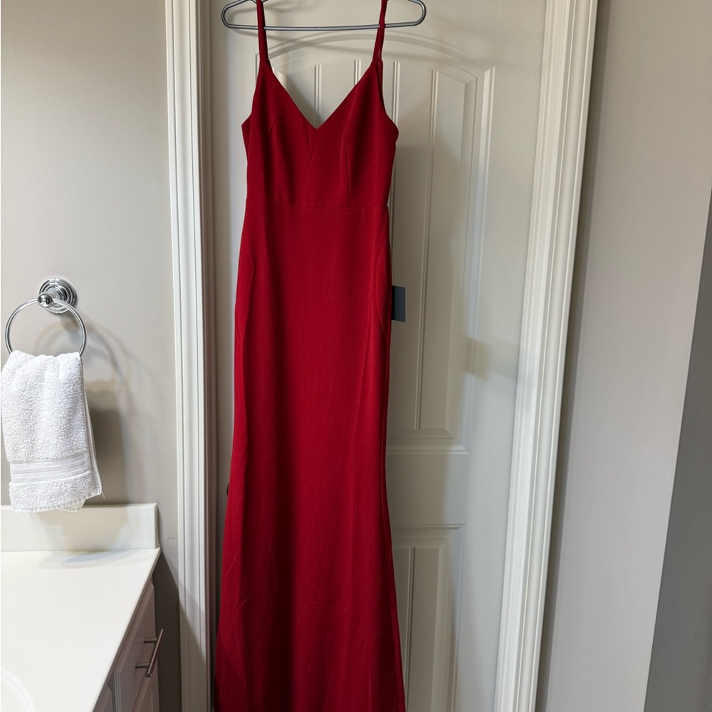 Lulu's Red Spaghetti Strap Slip Maxi Dress